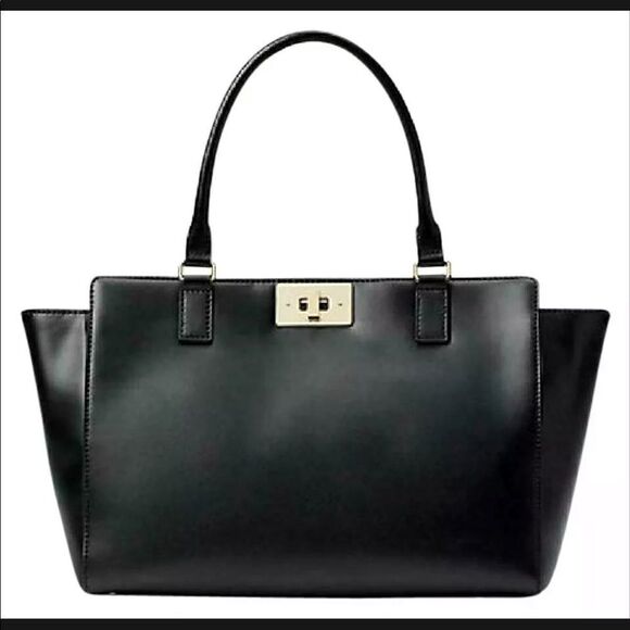 🆕Kate Spade smooth leather black tote - Picture 1 of 8